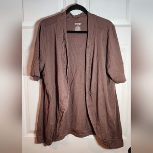 St John's Bay Brown Short Sleeve Open Front Cardigan 2X